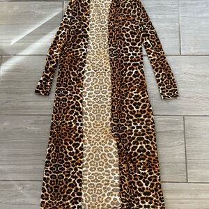 Leopard Print Long Cardigan Duster